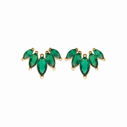 Boucles plaqué or & pierres vertes 