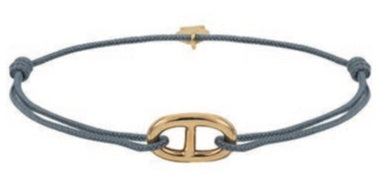 Bracelet corde plaqué or & maille marine GRIS