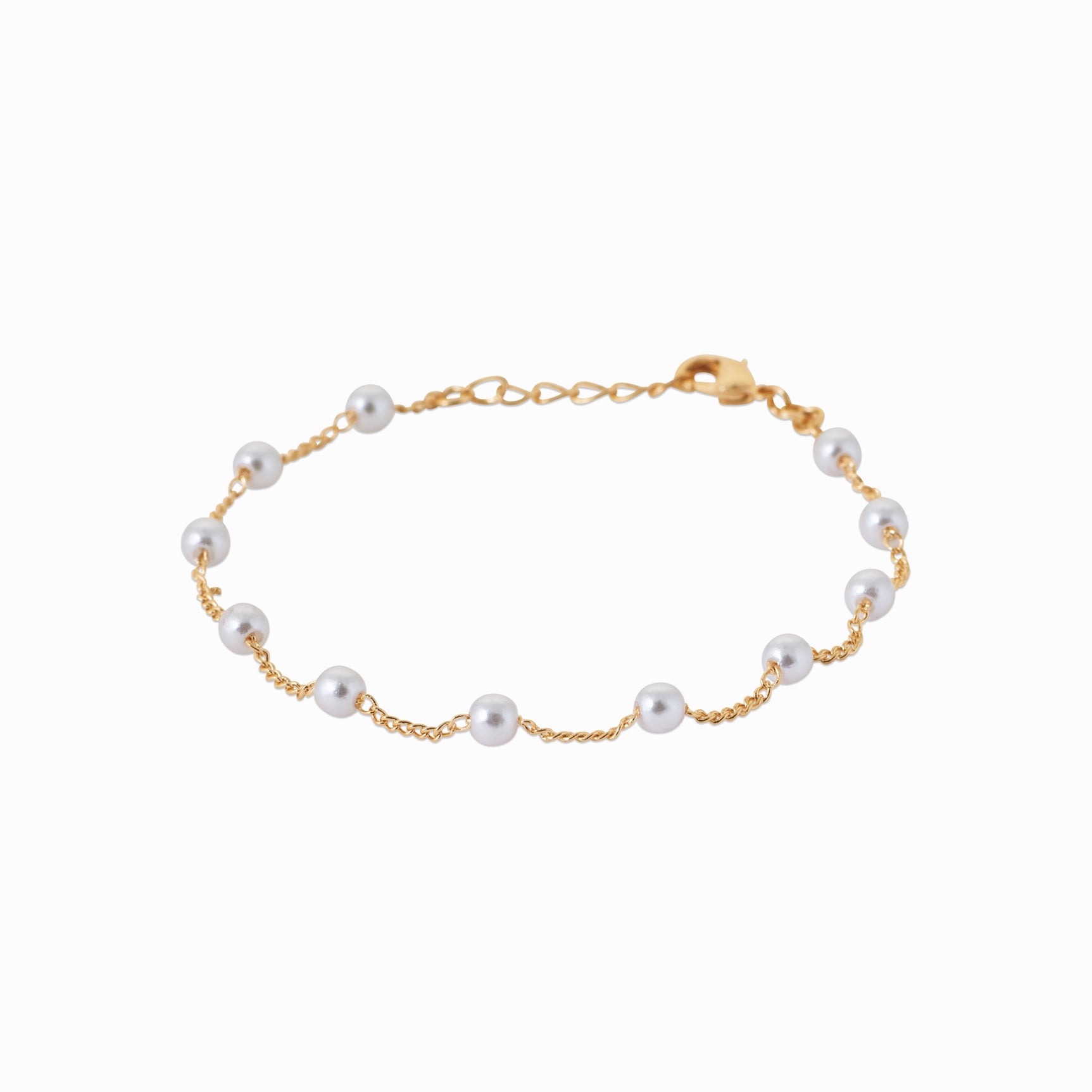Bracelet plaqué or & perles imitation 