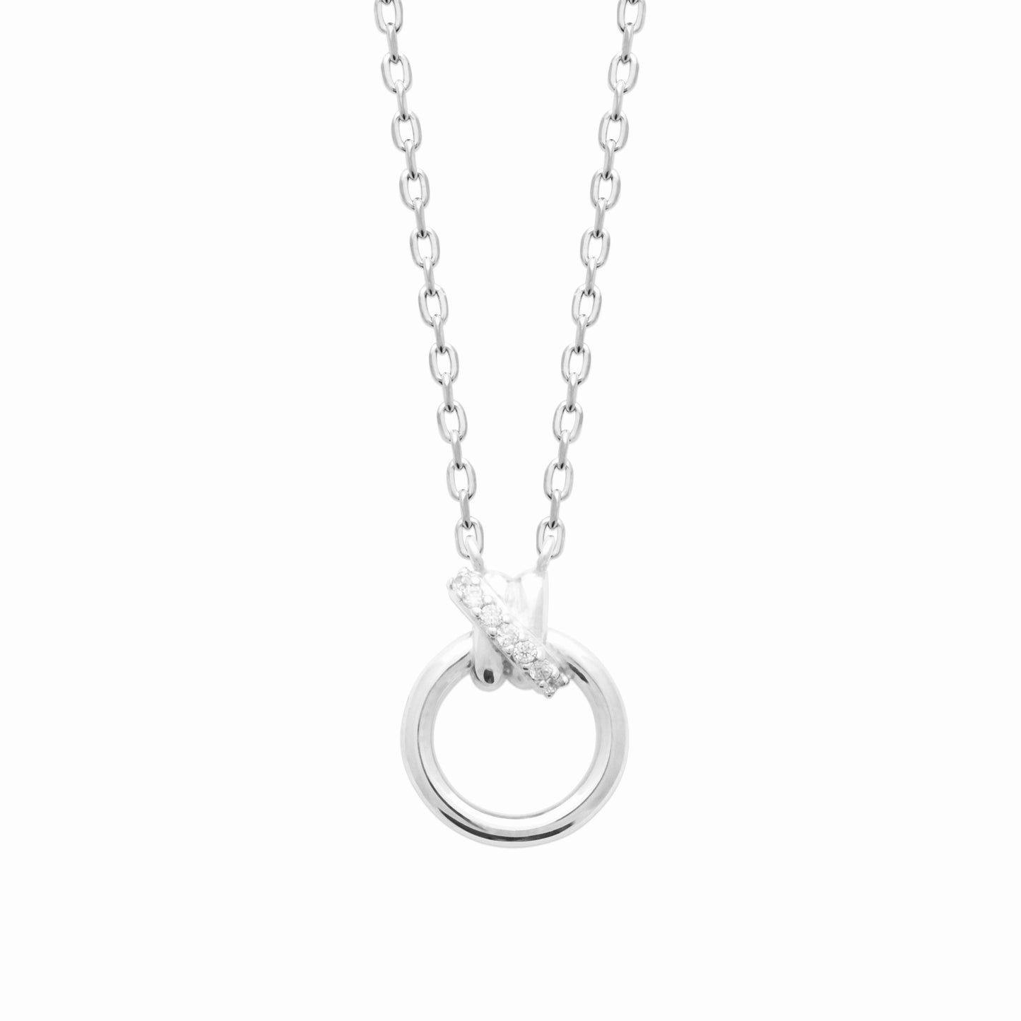Collier argent rhodié & brillants 