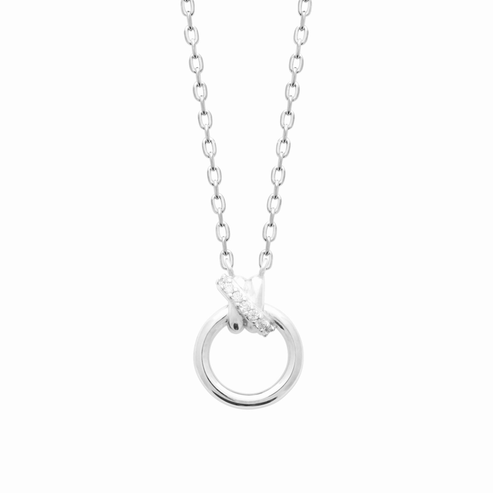Collier argent rhodié & brillants 