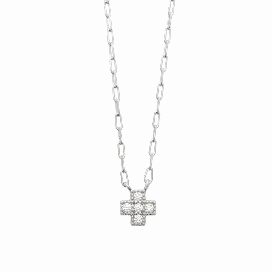 Collier croix argent rhodié &amp; brillants 