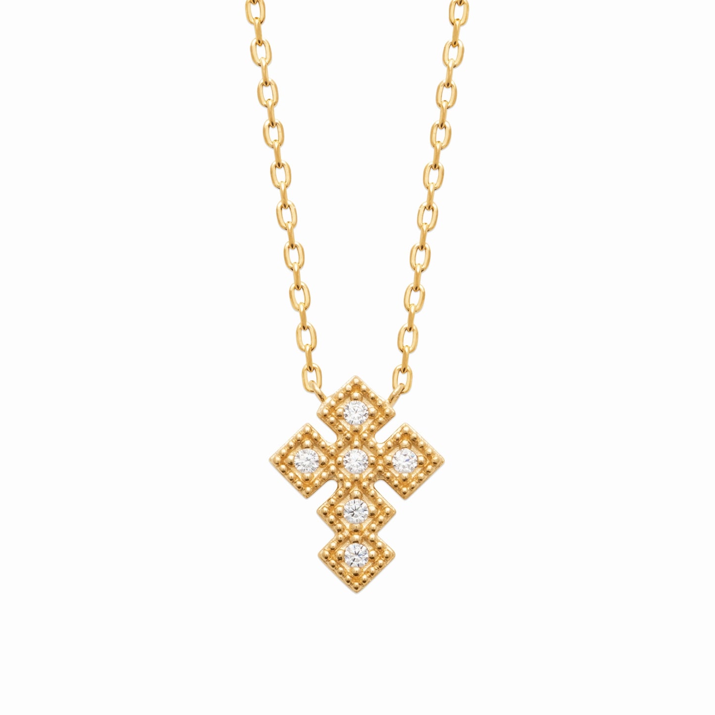 Collier croix plaqué or & brillants 