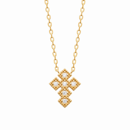 Collier croix plaqué or & brillants 
