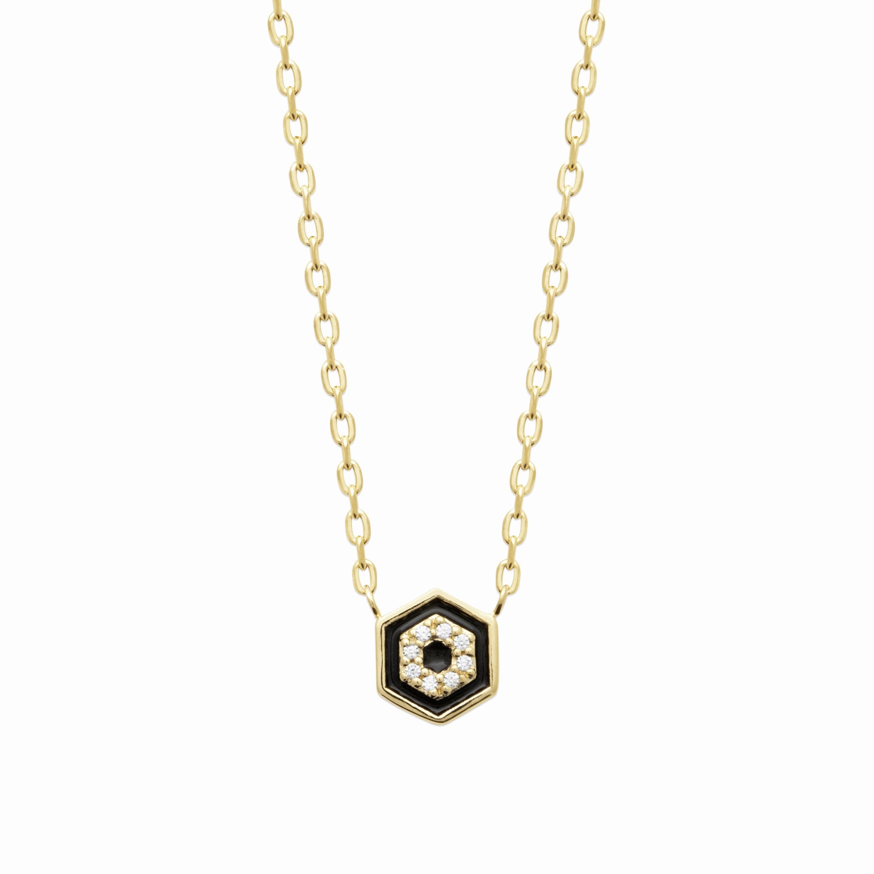 Collier plaqué or émail noir 