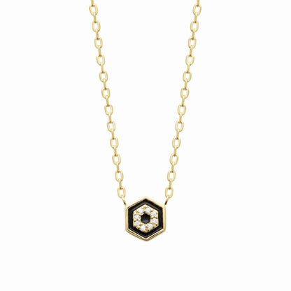 Collier plaqué or émail noir 