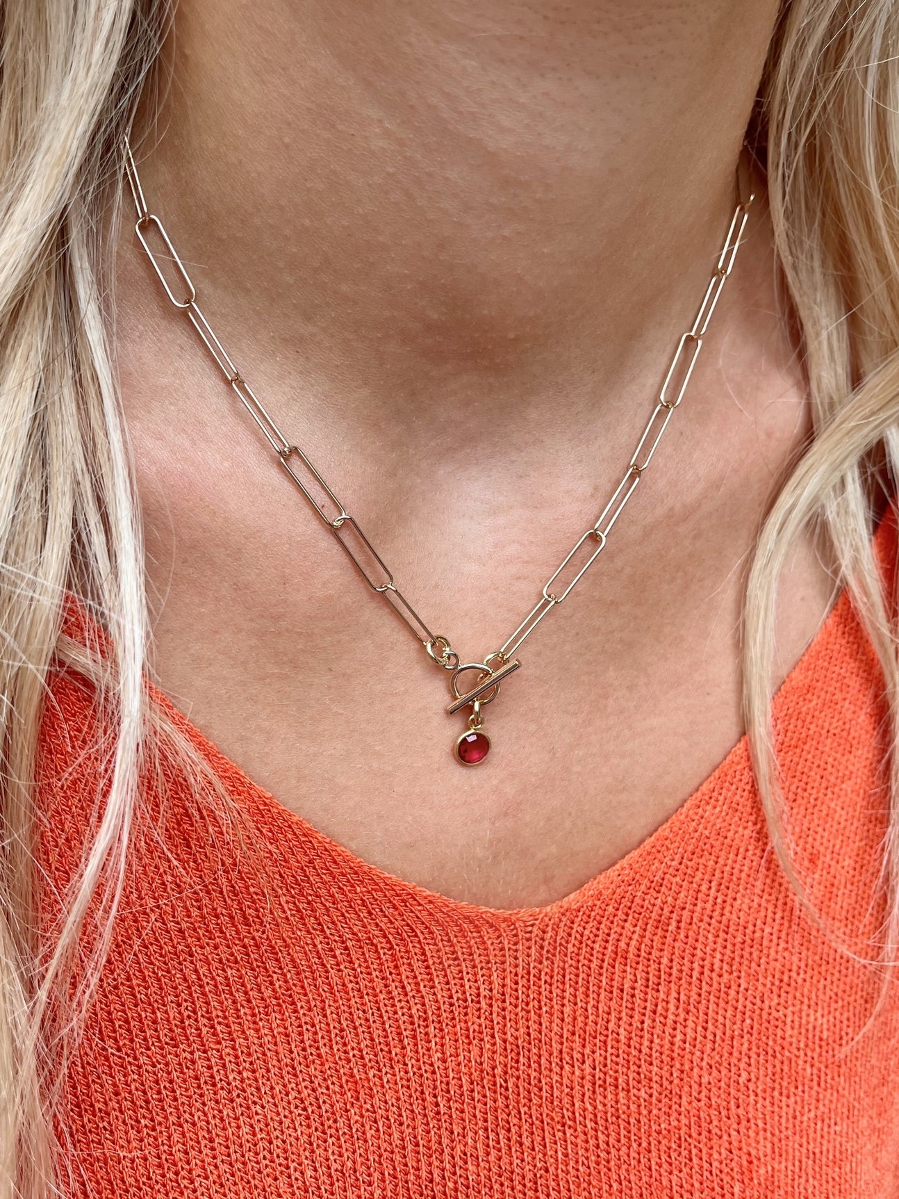 Collier plaqué or julie 12 GRENAT FRAMB