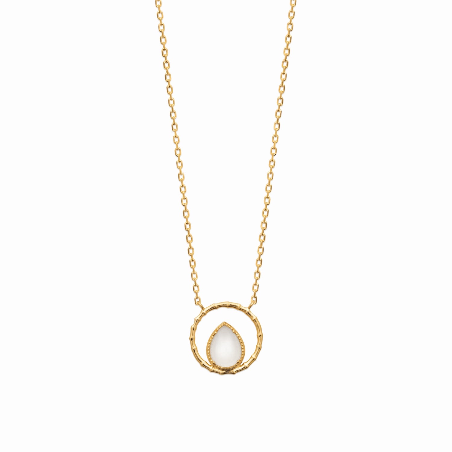 Collier plaqué or &amp; pierre de lune 