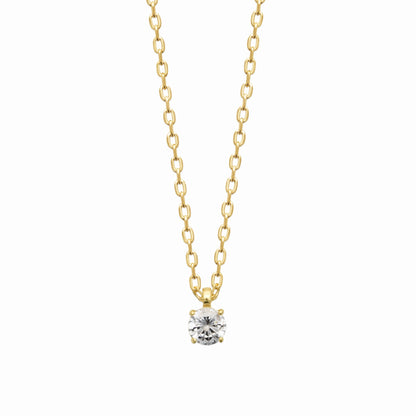 Collier solitaire plaqué or 