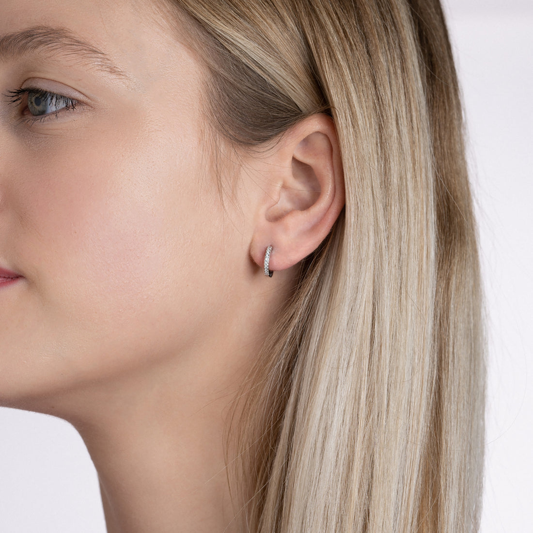 Créoles argent rhodié & brillants