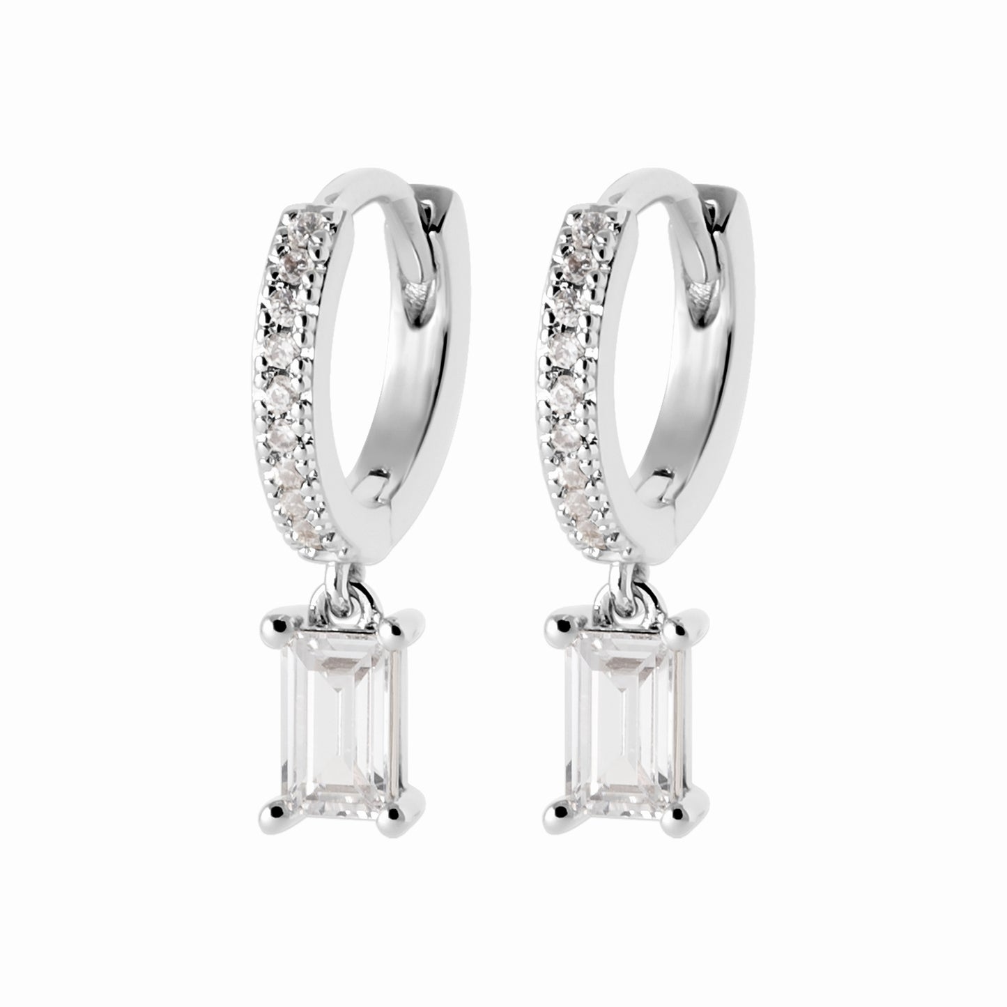 Créoles argent rhodié & brillants 