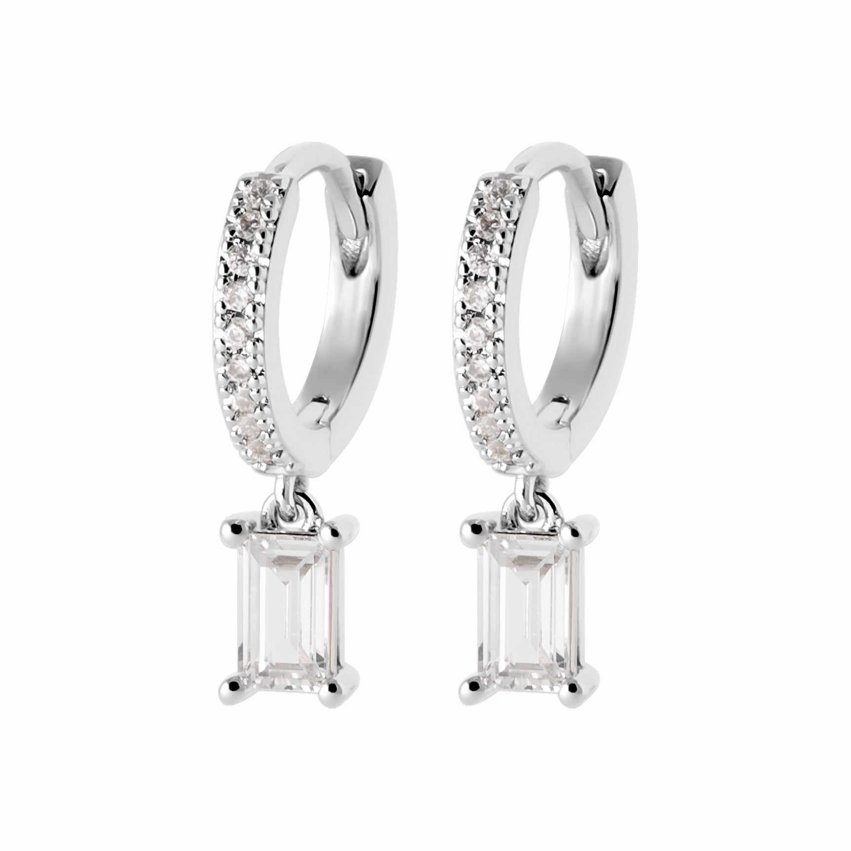 Créoles argent rhodié & brillants 