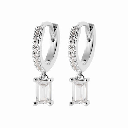 Créoles argent rhodié & brillants 