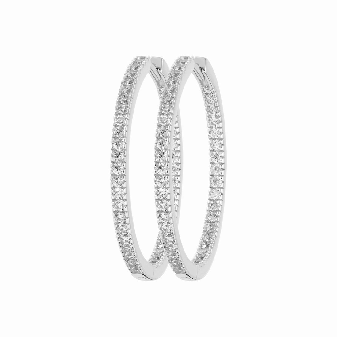 Créoles argent rhodié & brillants