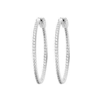 Créoles argent rhodié &amp; brillants 
