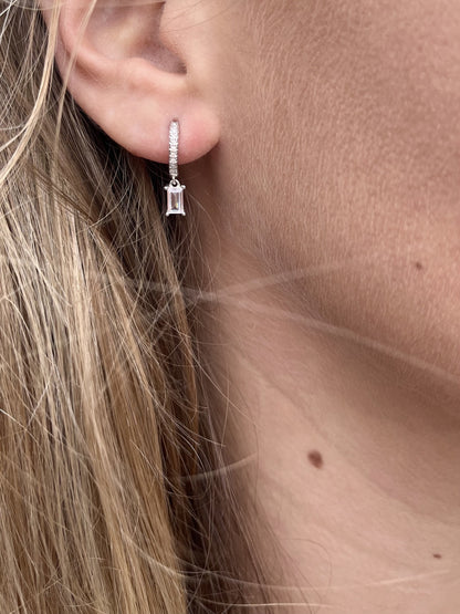 Créoles argent rhodié & brillants 