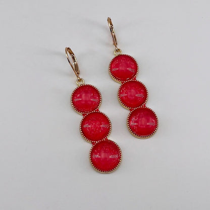 Dormeuses dorées petit modèle Fionna ROUGE