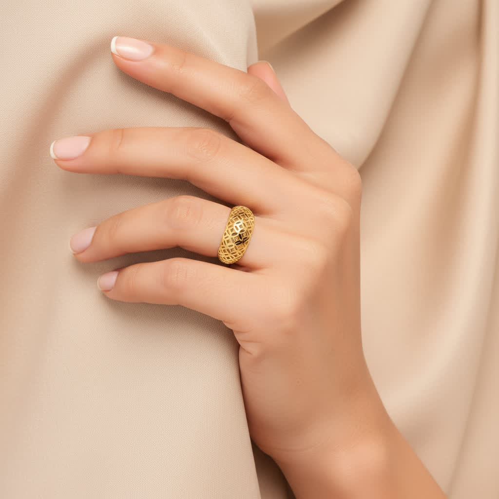 Bague ajourée dôme - plaqué or