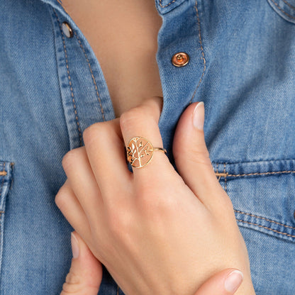 Bague arbre de vie plaqué or 