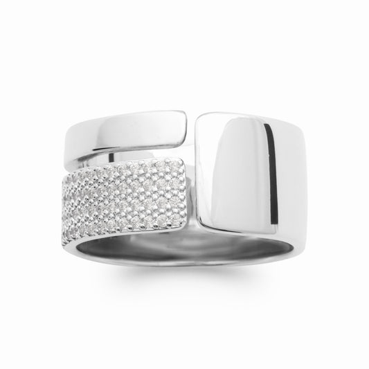 Bague argent ouverte devant & brillants 