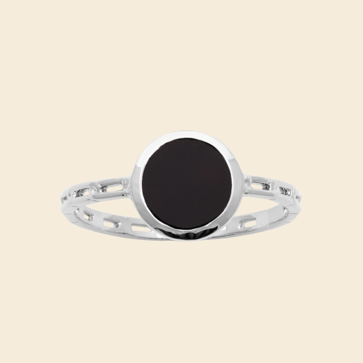 Bague argent rh agate noire 