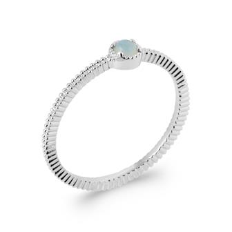 Bague argent rhodié &amp; agate bleue 