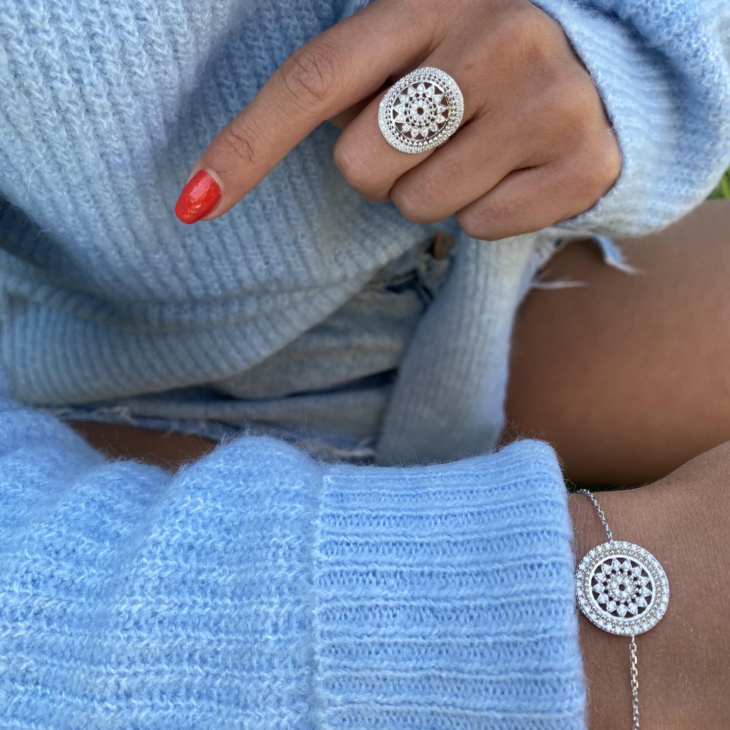 Bague argent rhodié &amp; brillants 