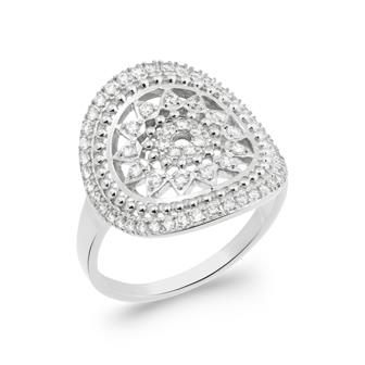 Bague argent rhodié & brillants 