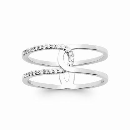 Bague argent rhodié entrelacée - éclat 