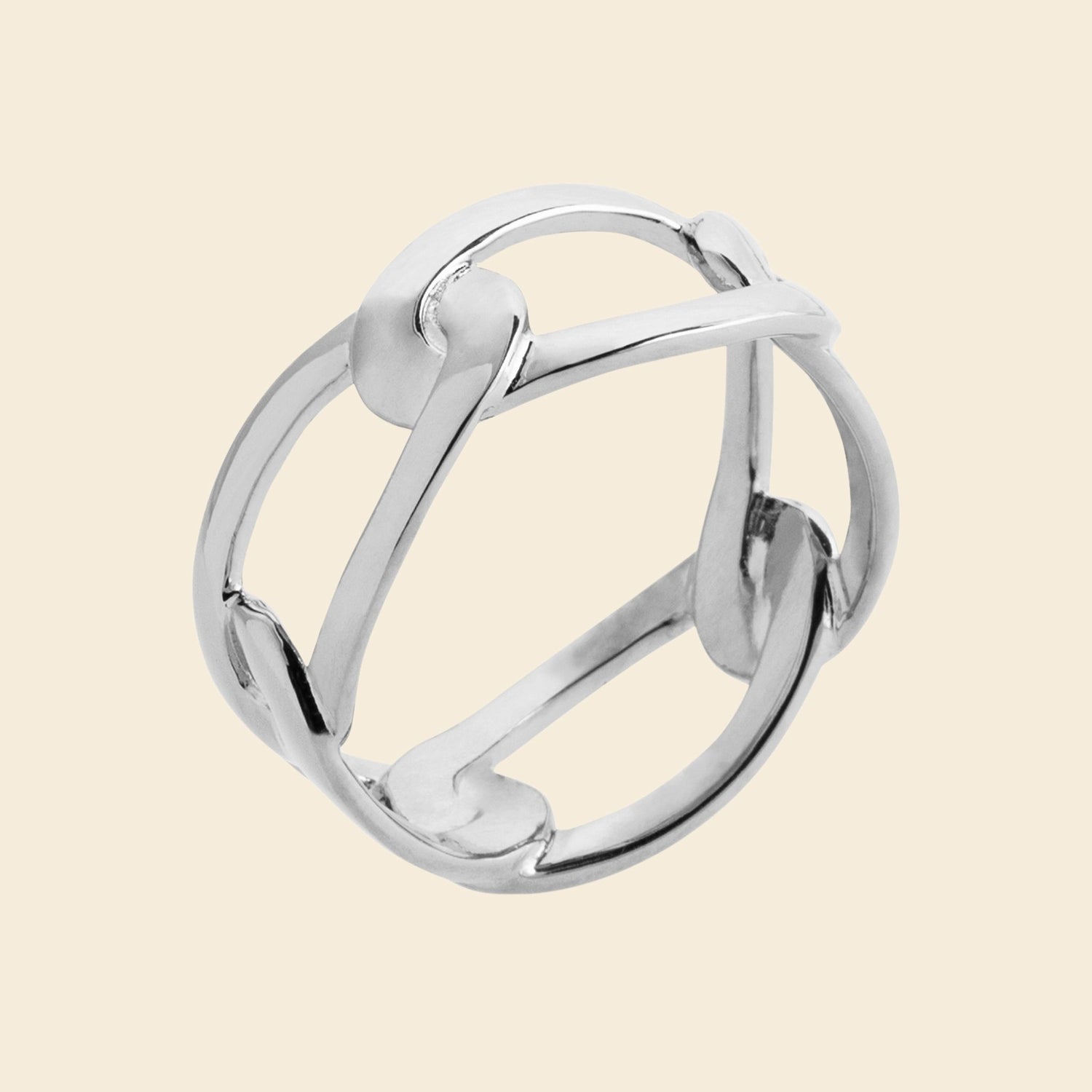 Bague argent rhodié graphique 