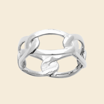 Bague argent rhodié graphique 