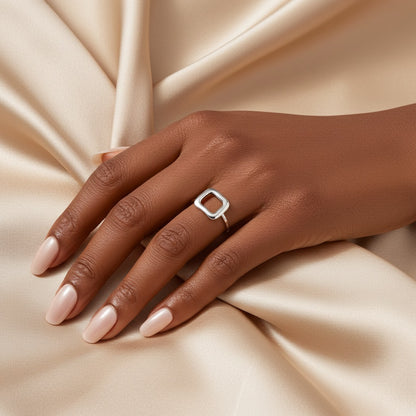 Bague argent rhodiée - design géométrique 