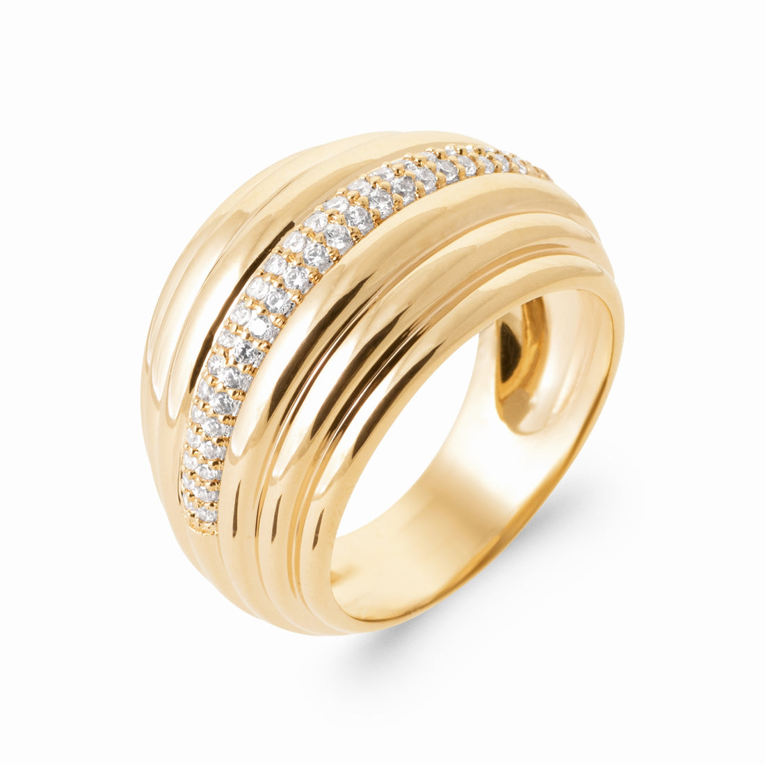 Bague bombée plaqué or – volume et éclat 