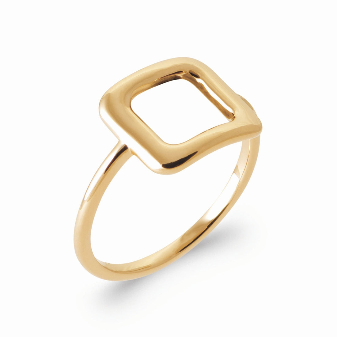 Bague carrée ajourée plaqué or – minimalisme affirmé 