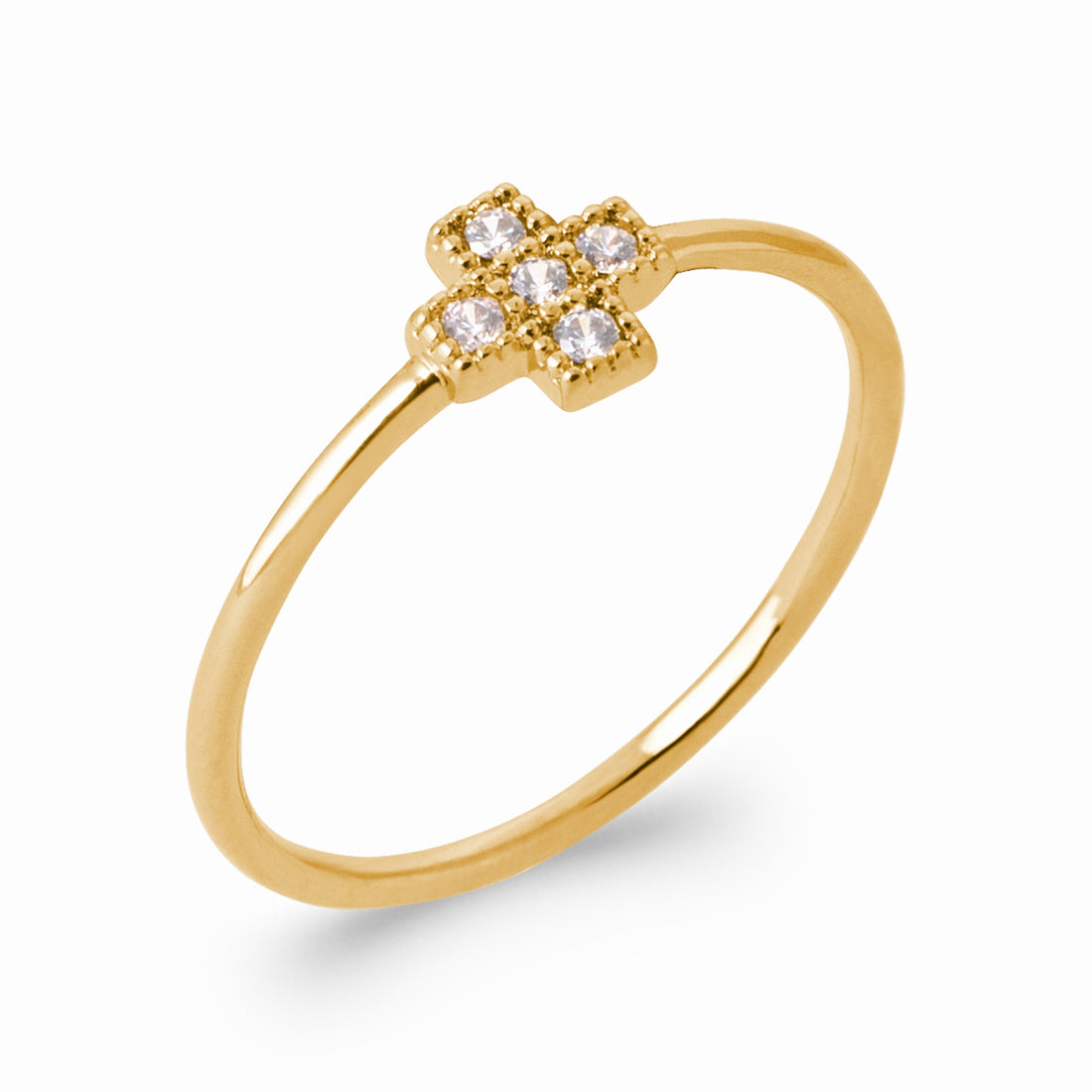 Bague croix plaque or &amp; brillants 