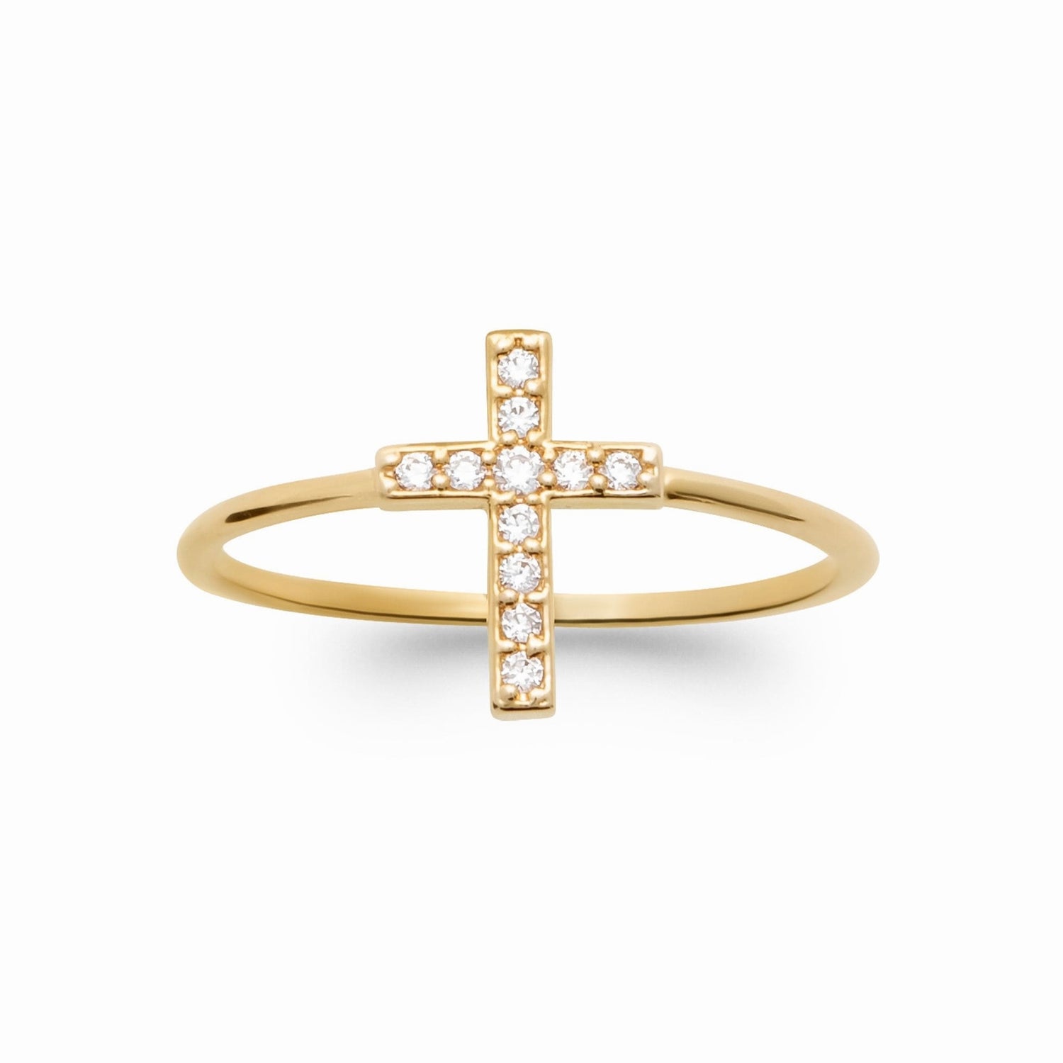 Bague croix plaqué or &amp; brillants 