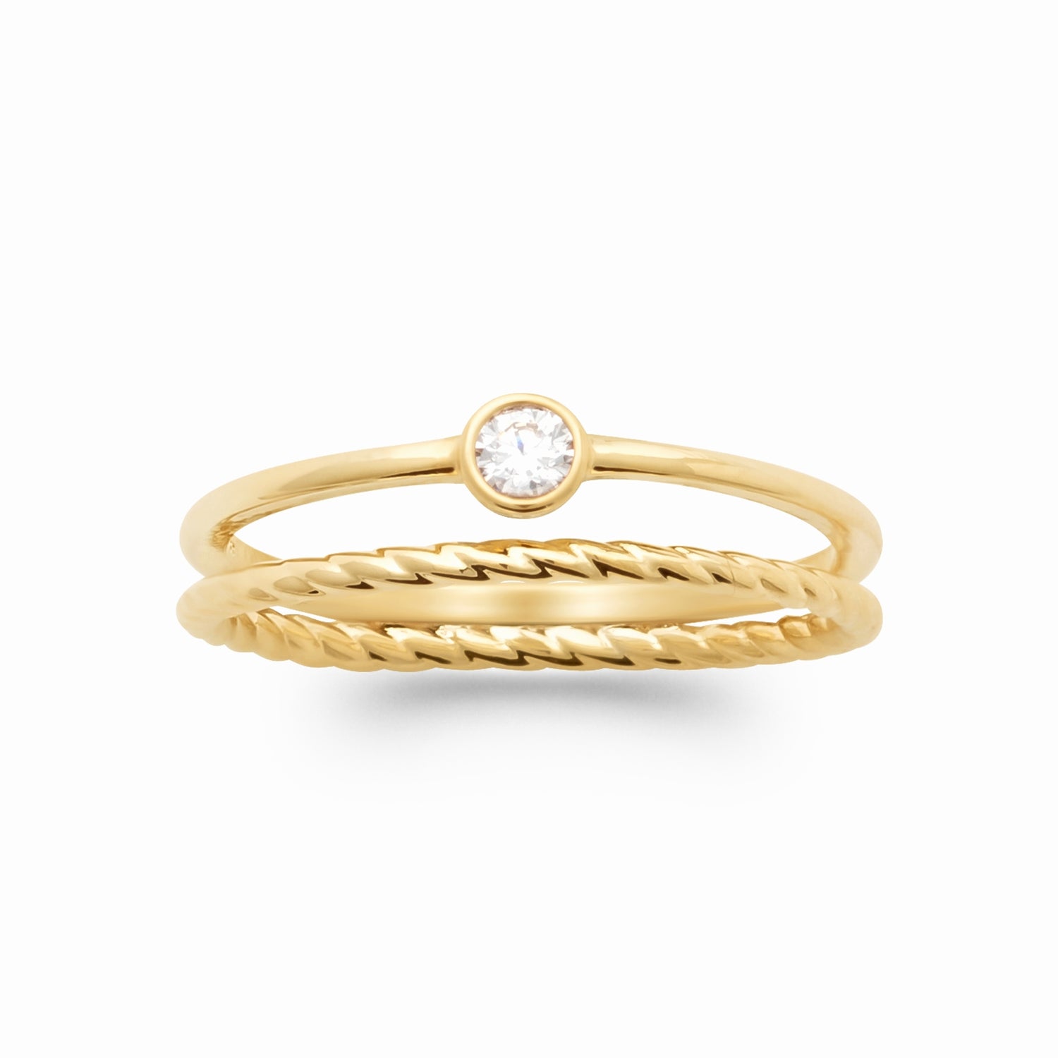 Bague double plaqué or &amp; brillant 