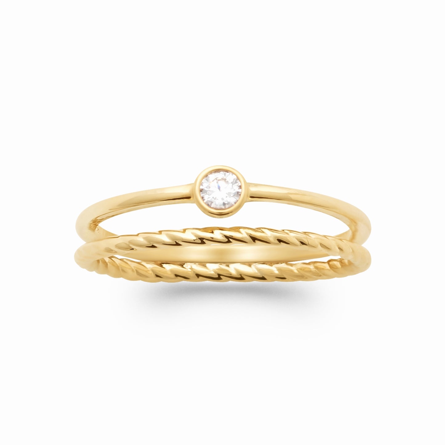 Bague double plaqué or & brillant 