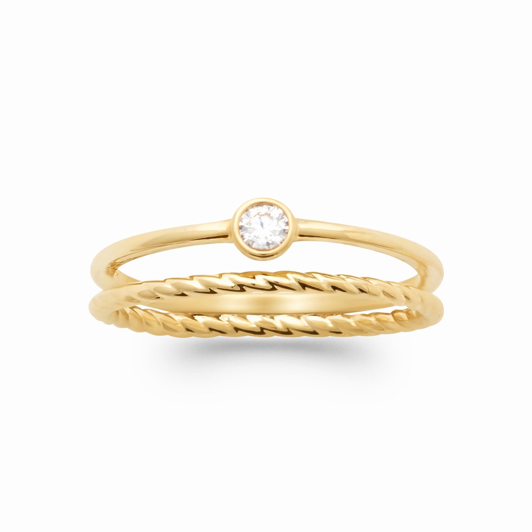 Bague double plaqué or & brillant 