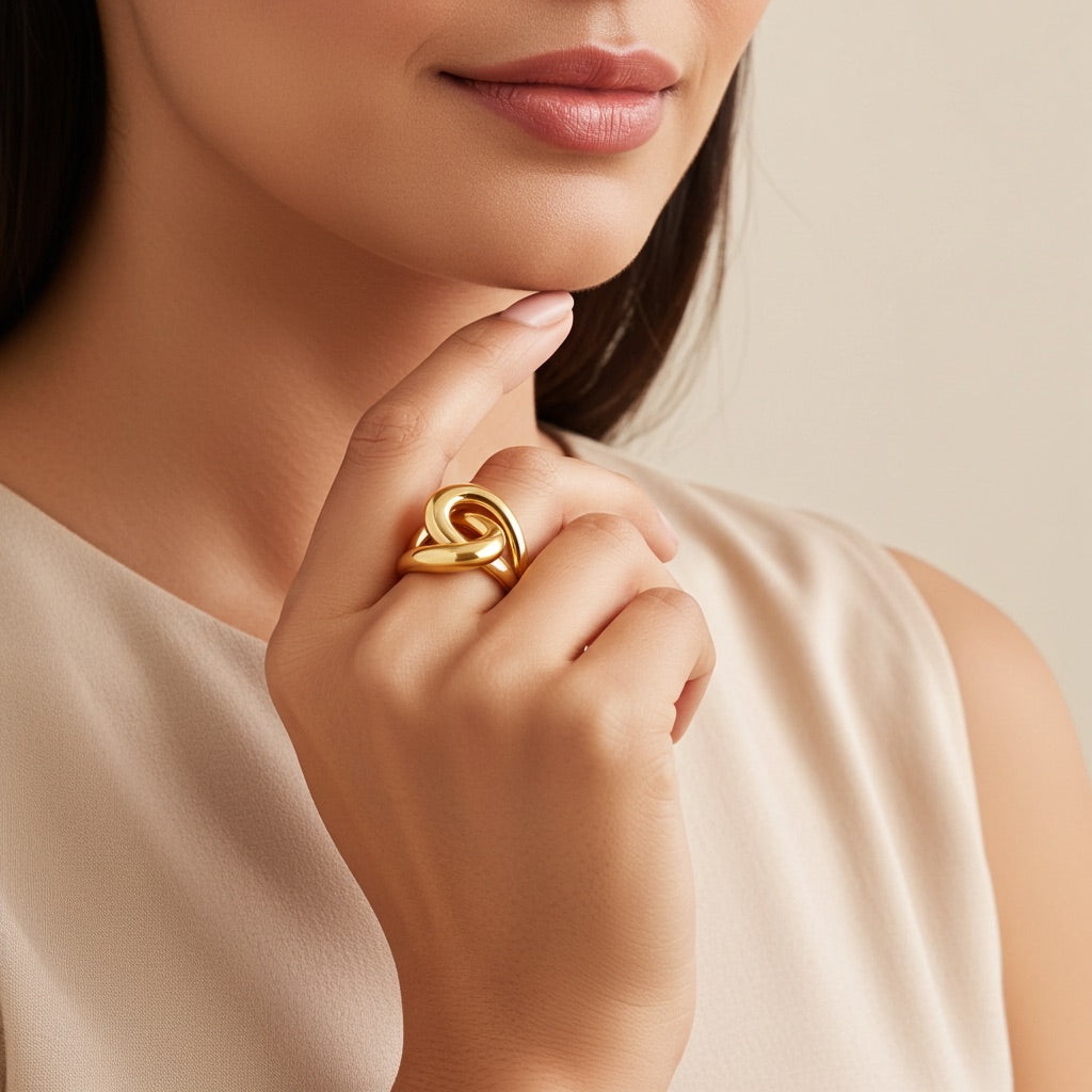 Bague entrelacée plaqué or 
