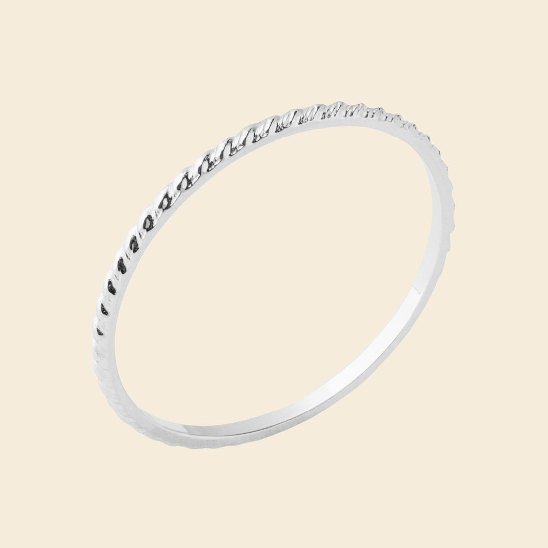 Bague fine argent rhodié - torsadée 