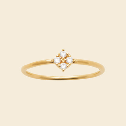 Bague fine plaqué or - brillants 