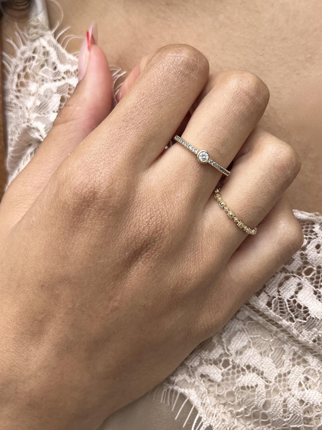 Bague fine plaqué or - géométrique 
