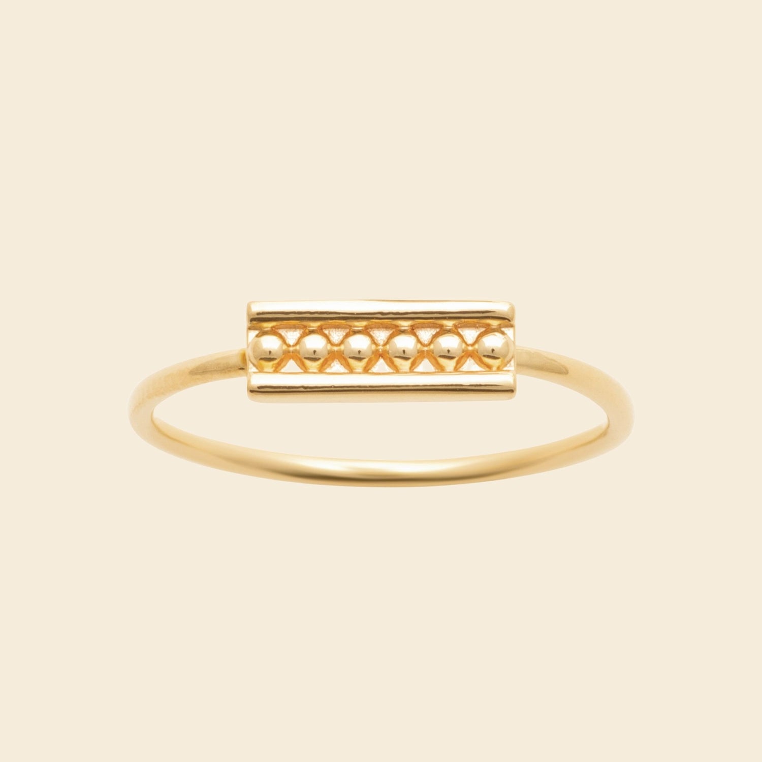 Bague fine plaqué or - motif graphique 