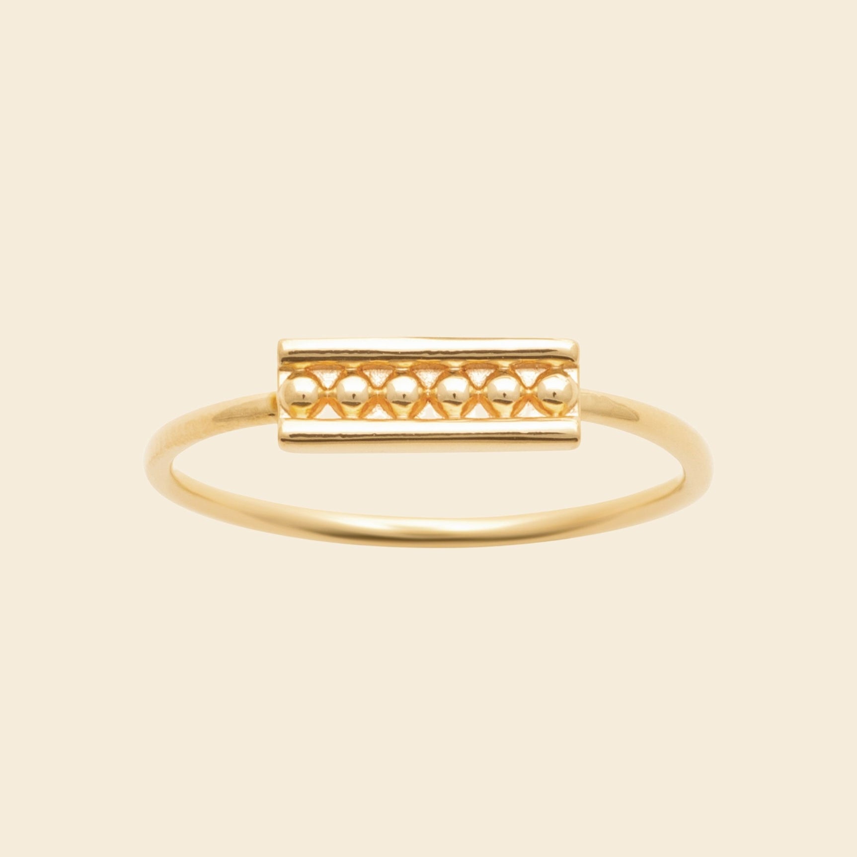 Bague fine plaqué or - motif graphique 