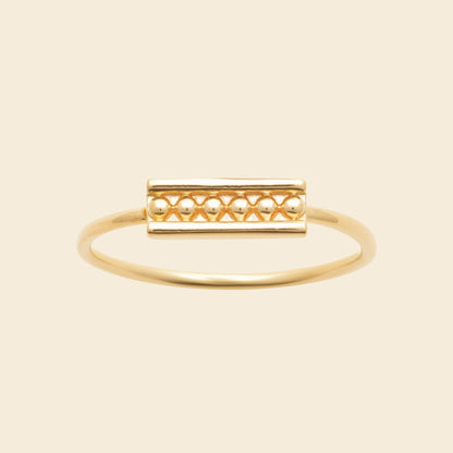 Bague fine plaqué or - motif graphique 