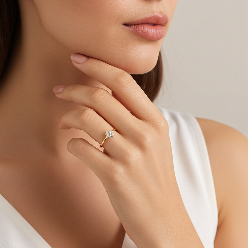 Bague fleur en plaqué or 