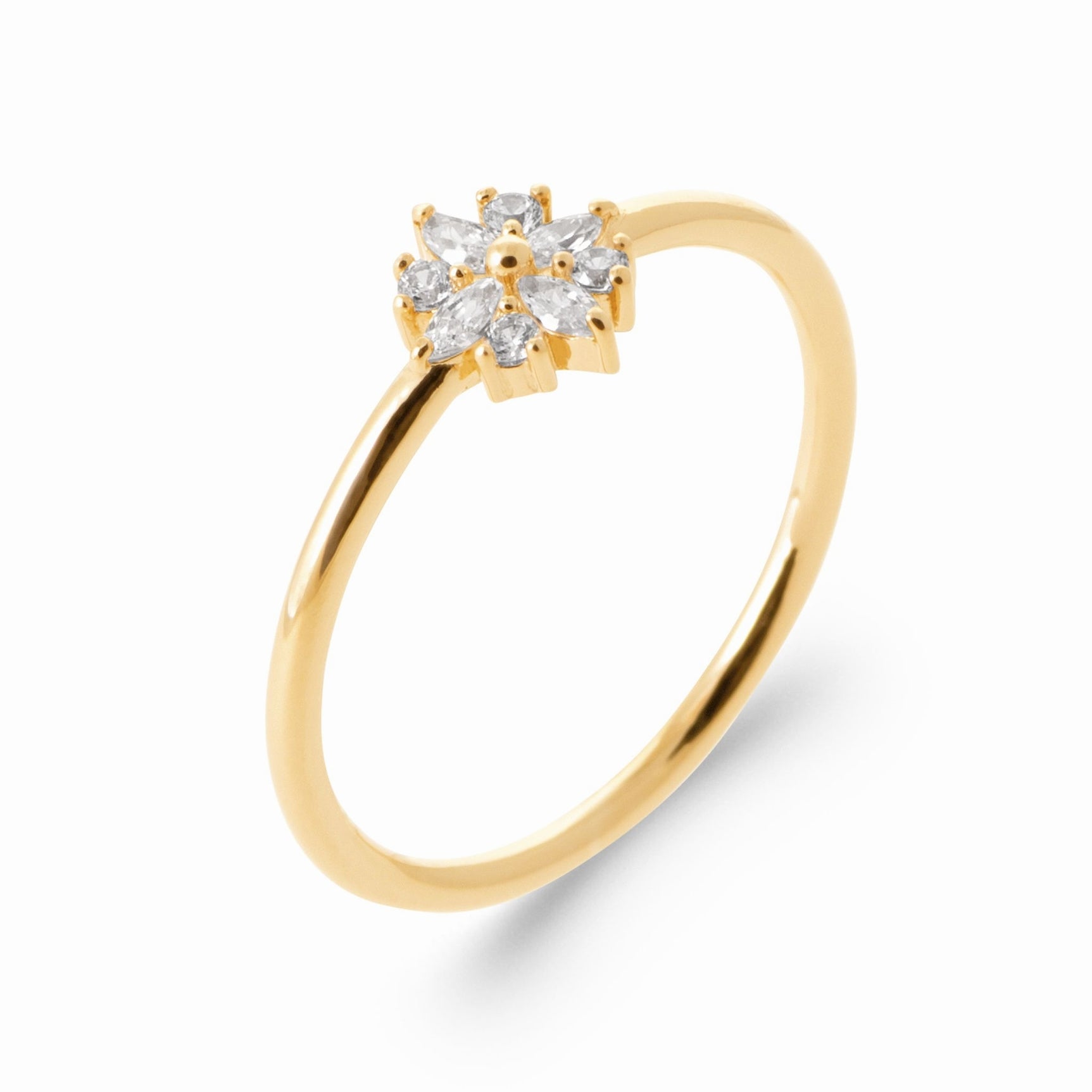 Bague fleur en plaqué or 