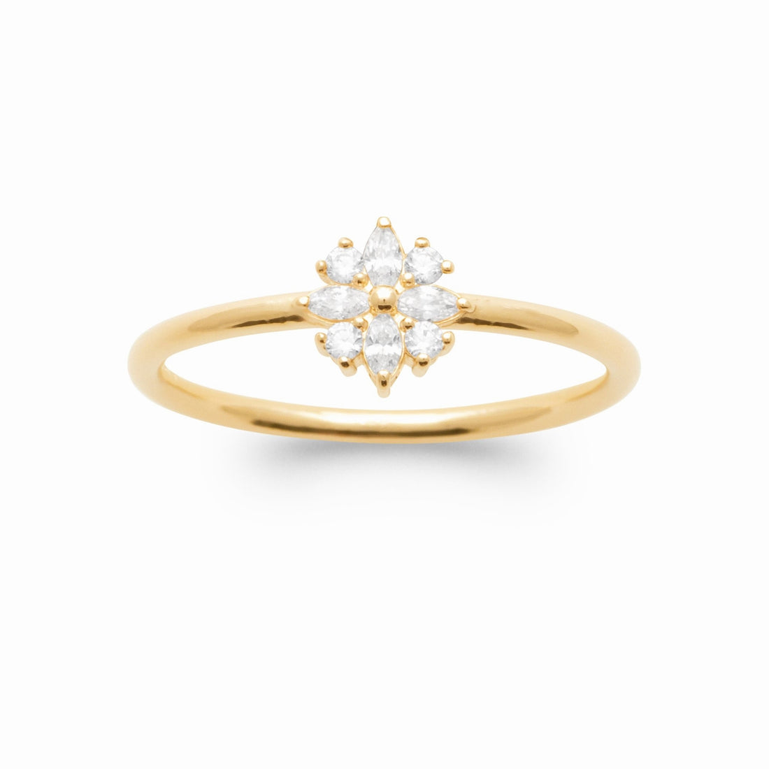 Bague fleur en plaqué or 