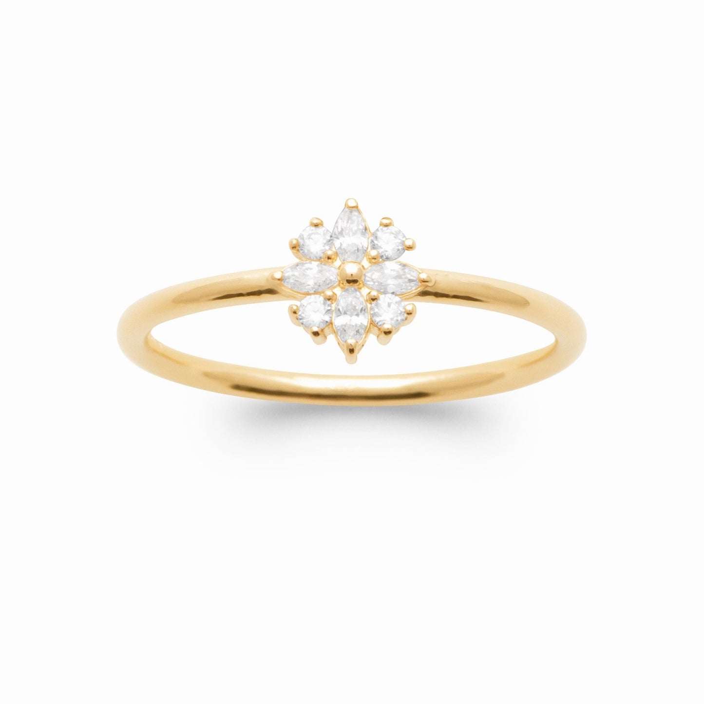 Bague fleur en plaqué or 